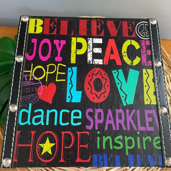 Hippie Multi-purpose decorative storage box colorful “BELIEVE", "JOY", "PEACE" - Picture 7 of 14